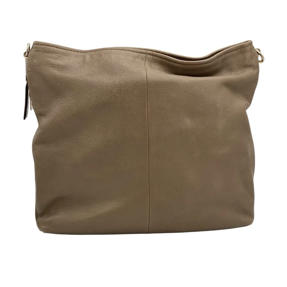 Coach Madison Hobo Shoulder Bag Taupe Pebbled Leather Double Compartment 27858‎ - Picture 5 of 16